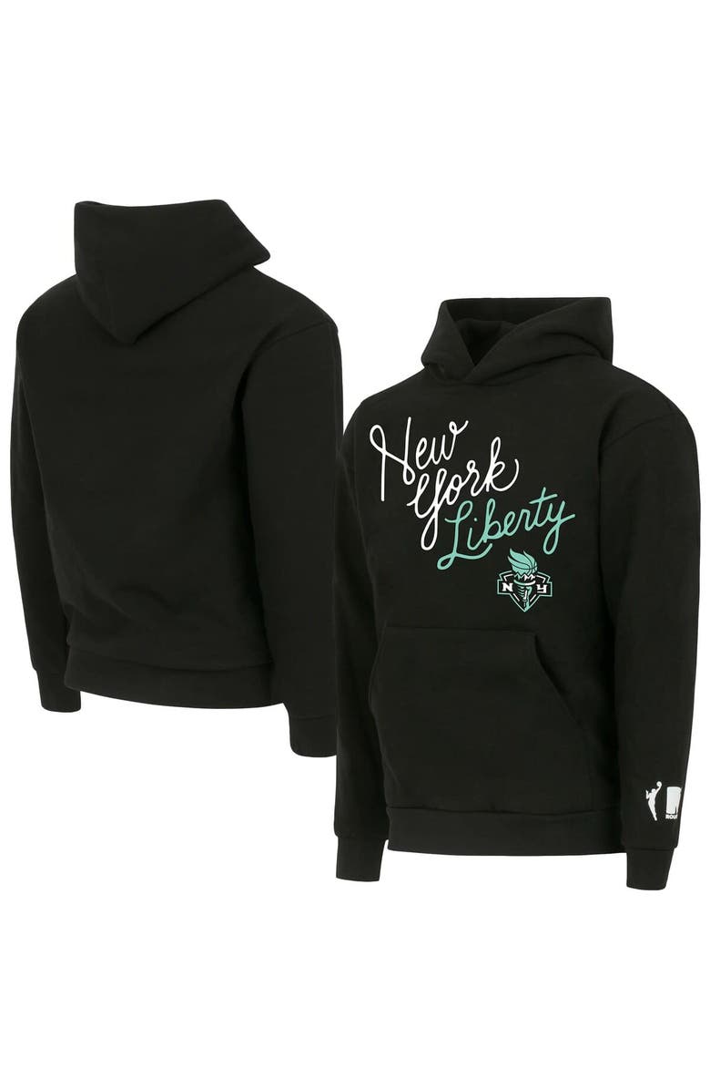 round21 Unisex round21 Black New York Liberty Script Pullover Hoodie, Main, color, Black