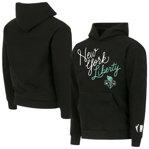 Unisex round21 Black New York Liberty Script Pullover Hoodie
