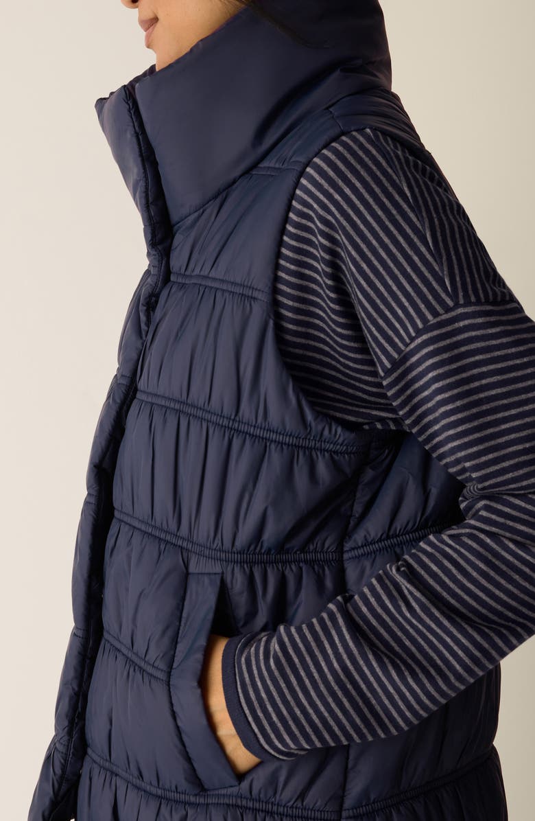 Eileen Fisher Ruched High Collar Vest, Alternate, color, Ink