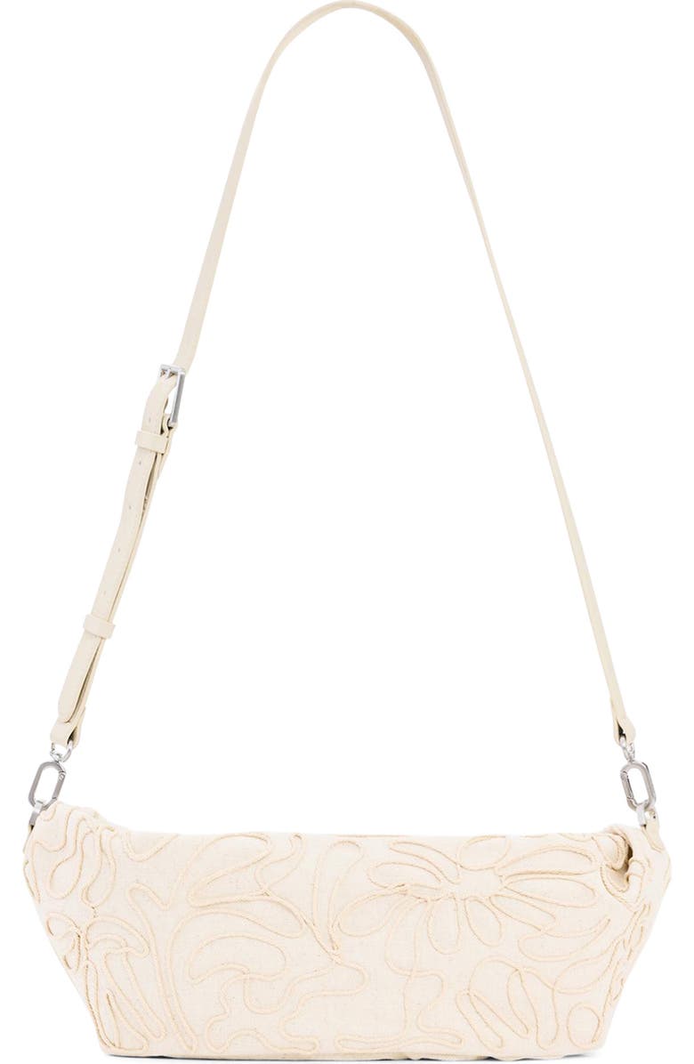 Desigual Raffia & Canvas Shoulder Bag, Main, color, White
