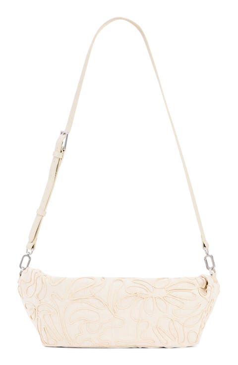 Raffia & Canvas Shoulder Bag