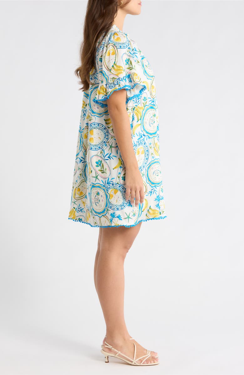 SUGARLIPS Harvest Island Darcie Shift Dress, Alternate, color, White Blue Yellow