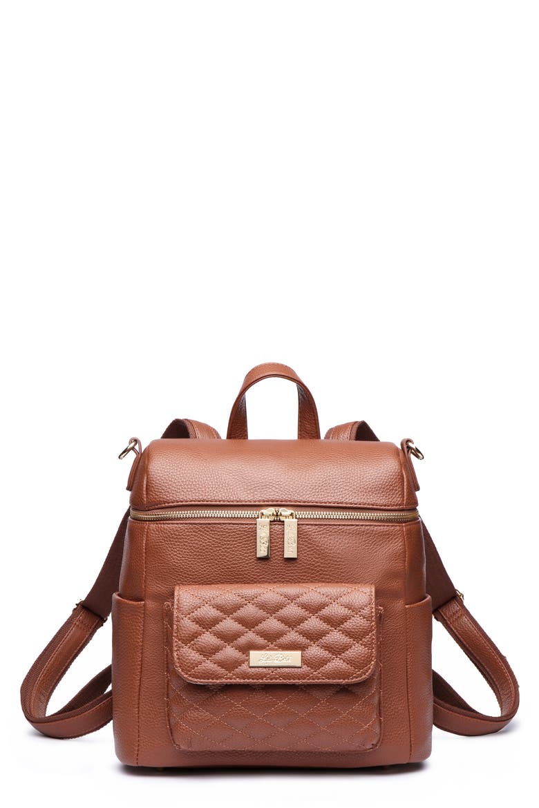Petit Monaco Faux Leather Diaper Bag, Main, color, CARAMEL BROWN