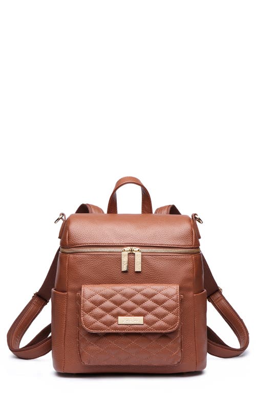Luli Bebé Petit Monaco Faux Leather Diaper Bag in Caramel Brown  product