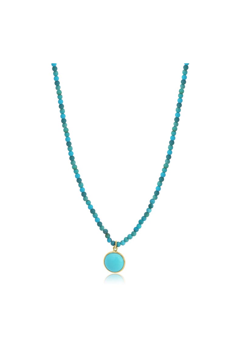 The Lovery Fine Jewelry Turquoise Bead Bezel Necklace, Main, color, Turquoise