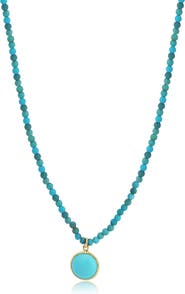 The Lovery Fine Jewelry Turquoise Bead Bezel Necklace
