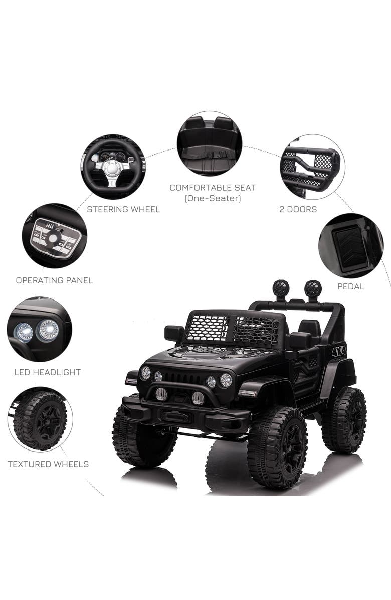 Aosom 12V Kids Off Road Ride On Truck with Remote Control, Adjustable Speed, Alternate, color, Black