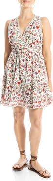 MAX STUDIO Floral V-Neck Empire Waist Minidress