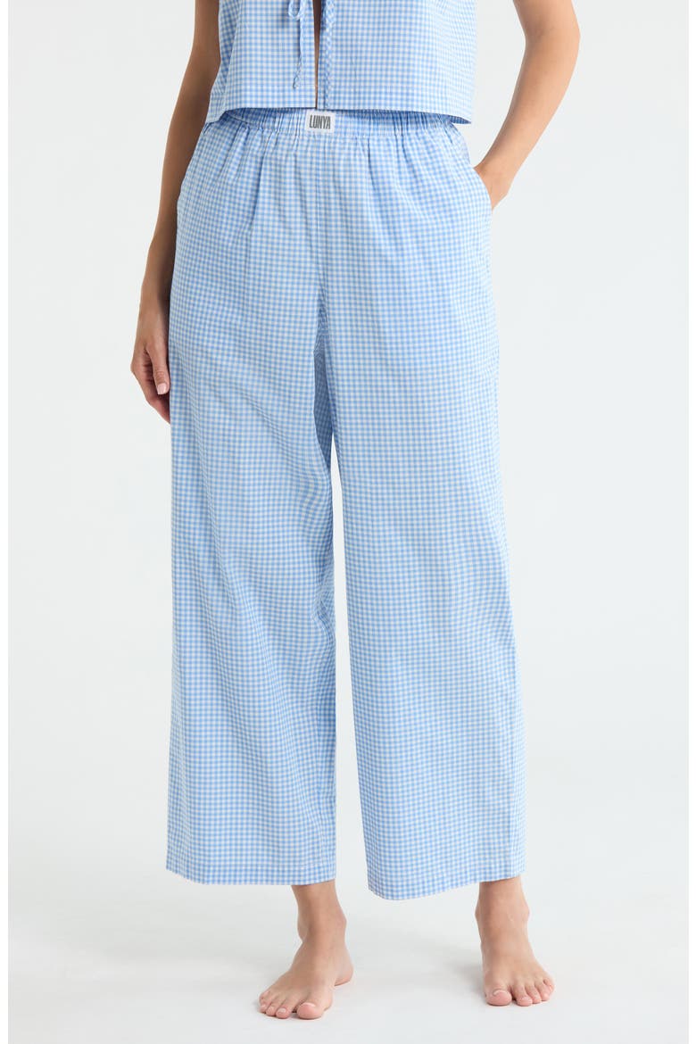 Airy Cotton Ankle Lounge Pants, Main, color, MARKET CHECK