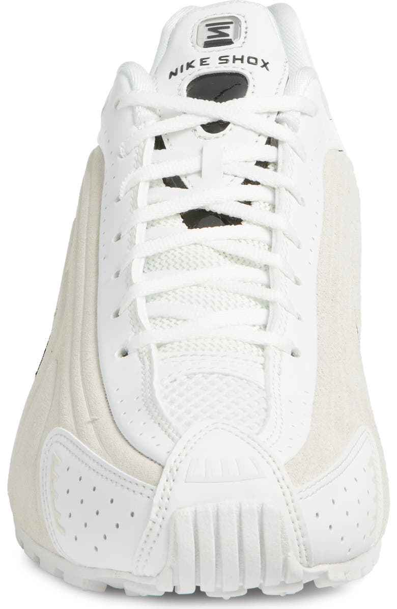 Nike Shox R4 Sneaker, Alternate, color, Summit White/ Black/ Brown