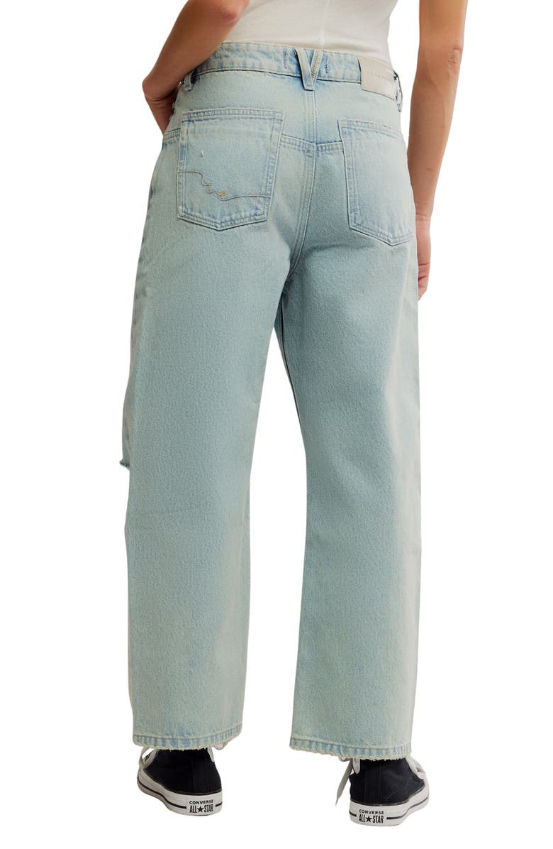 Free People Deep Trance Low Rise Barrel Leg Jeans, Alternate, color, Bleached Out