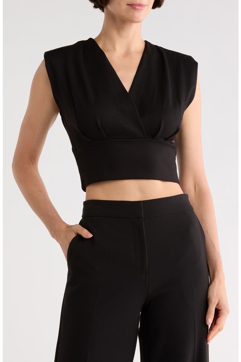 Cropped Surplice Top, Main, color, BLACK
