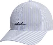 adidas Logo Seersucker Stripe Adjustable Baseball Cap