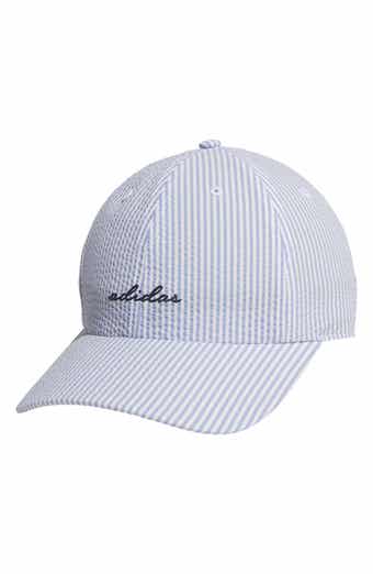 adidas Logo Seersucker Stripe Adjustable Baseball Cap