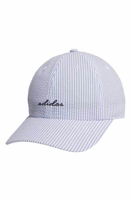 adidas Logo Seersucker Stripe Adjustable Baseball Cap