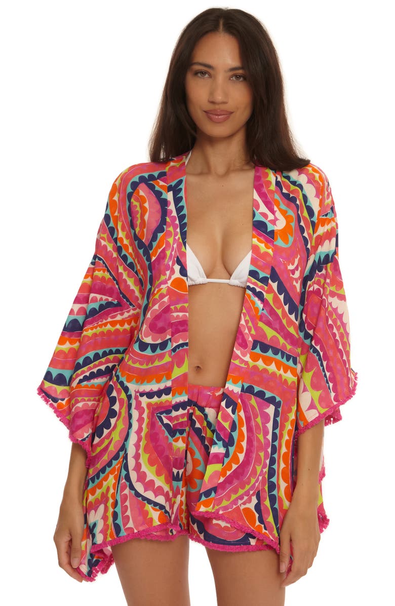 Trina Turk Aphrodite Cover-Up Shorts, Alternate, color, Pink Multi