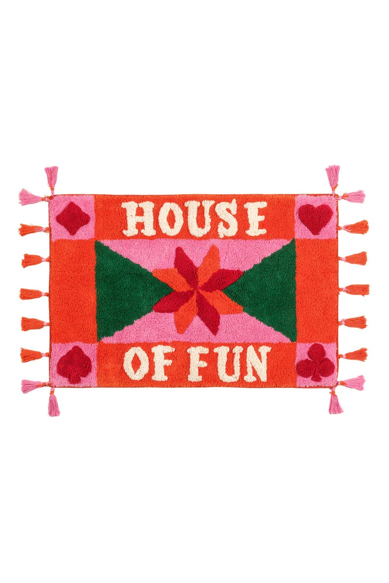 Punjab Tasseled 100% Cotton Bath Mat 24X35 In Fun, Main, color, Pink