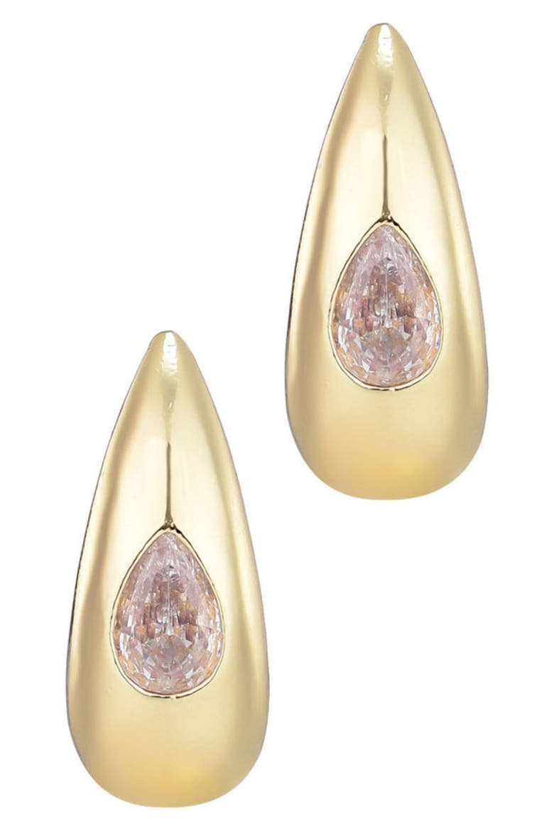 Pear Crystal Teardrop Earrings, Alternate, color, GOLD