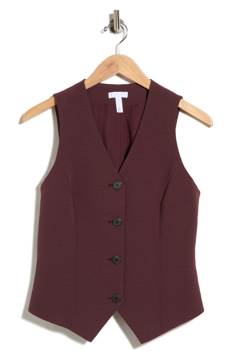 Crepe Waistcoat, Alternate, color, BURGUNDY FUDGE