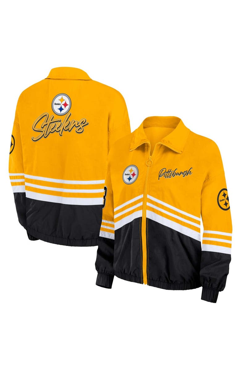 WEAR by Erin Andrews Women's WEAR by Erin Andrews Gold Pittsburgh Steelers Vintage Throwback Windbreaker Full-Zip Jacket, Alternate, color, Gold