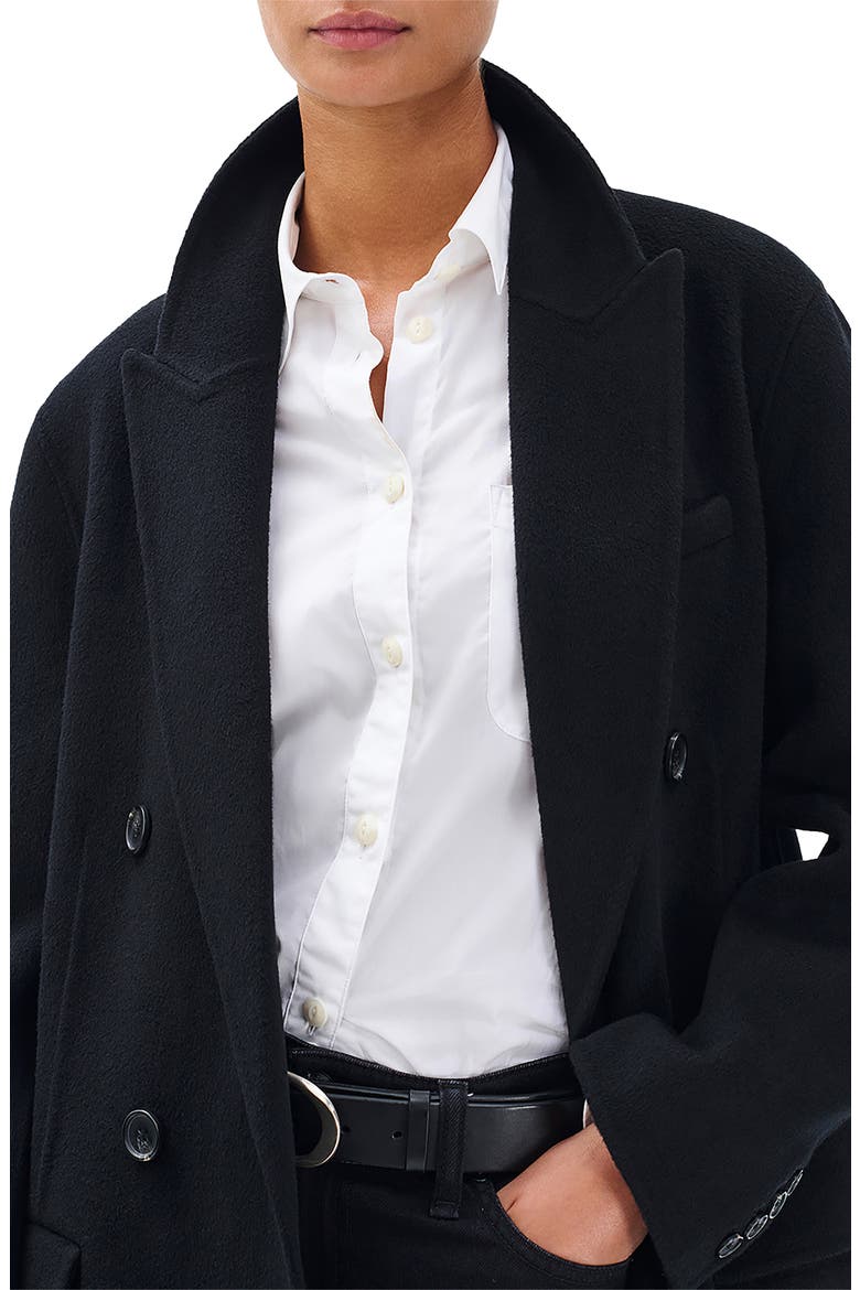 Vasso Double Breasted Wool Blend Coat, Alternate, color, BLACK