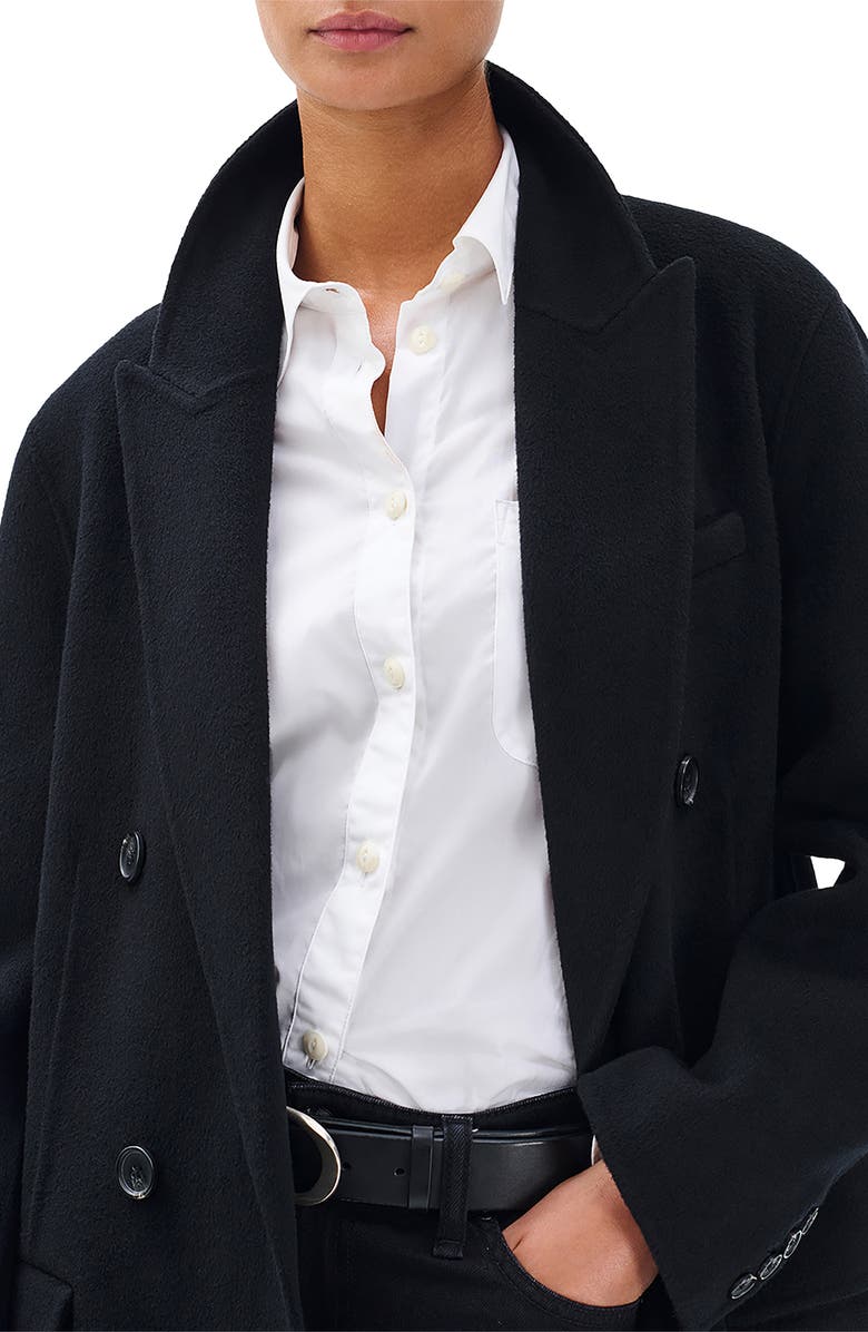 rag & bone Vasso Double Breasted Wool Blend Coat, Alternate, color, Black