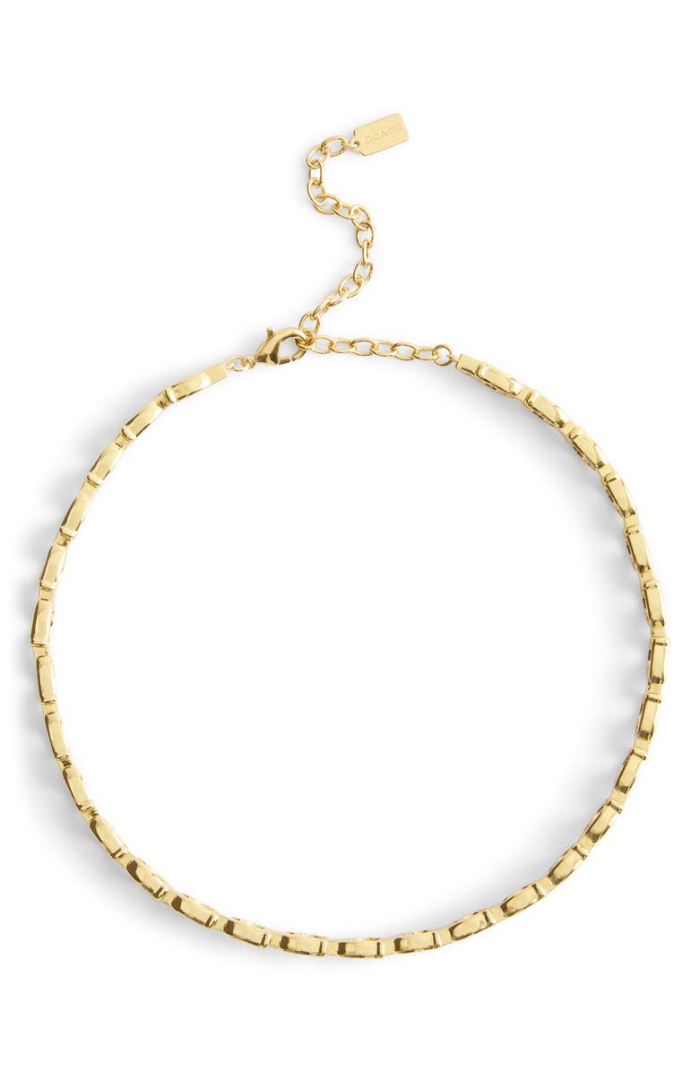COACH Beveled 'C' Choker Necklace, Alternate, color, Gold