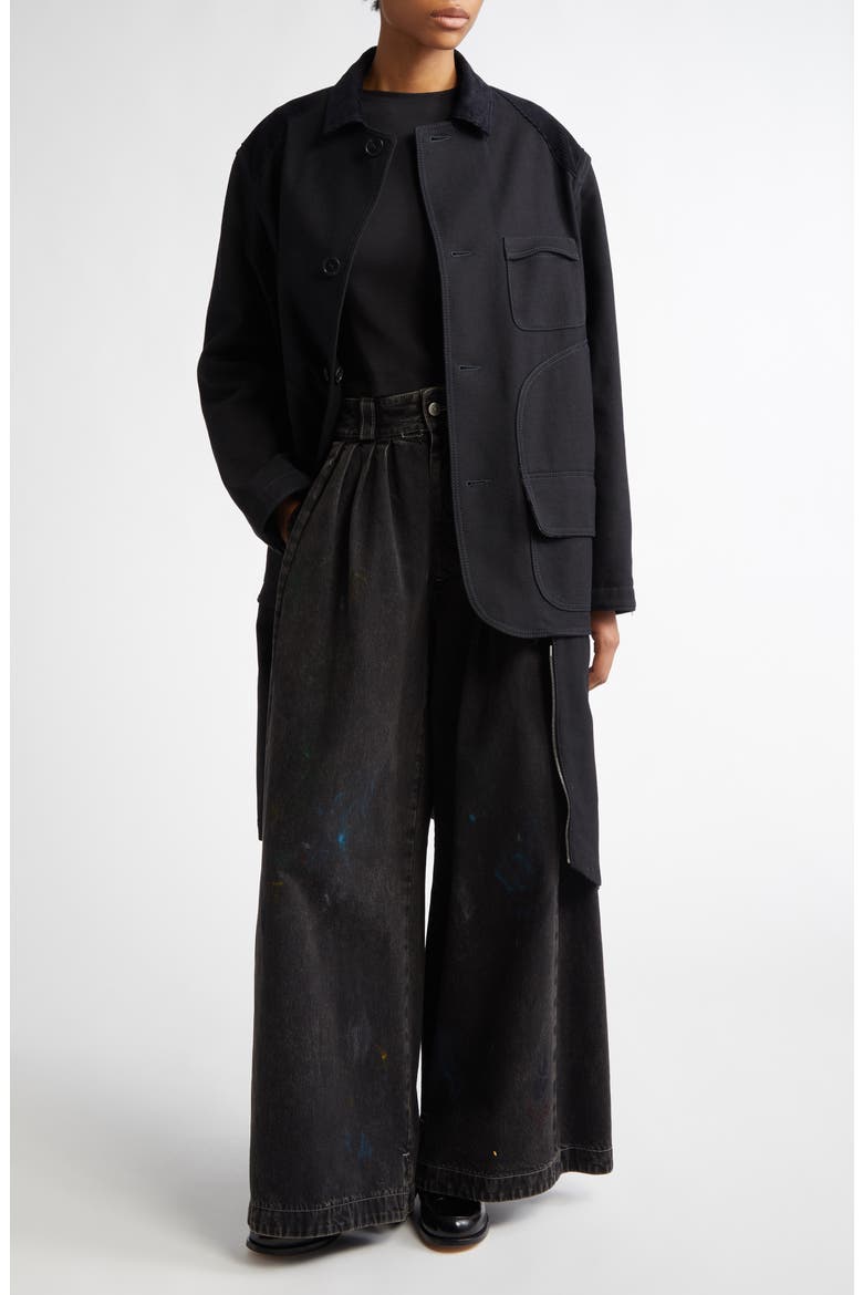 Heavy Cotton & Wool Reversible Double Coat, Main, color, BLACK