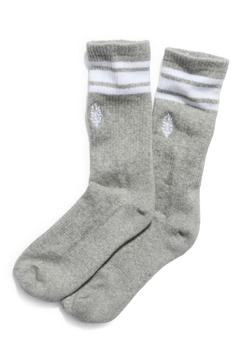 FP Movement Logo Stripe Crew Socks, Main, color, HEATHER GREY