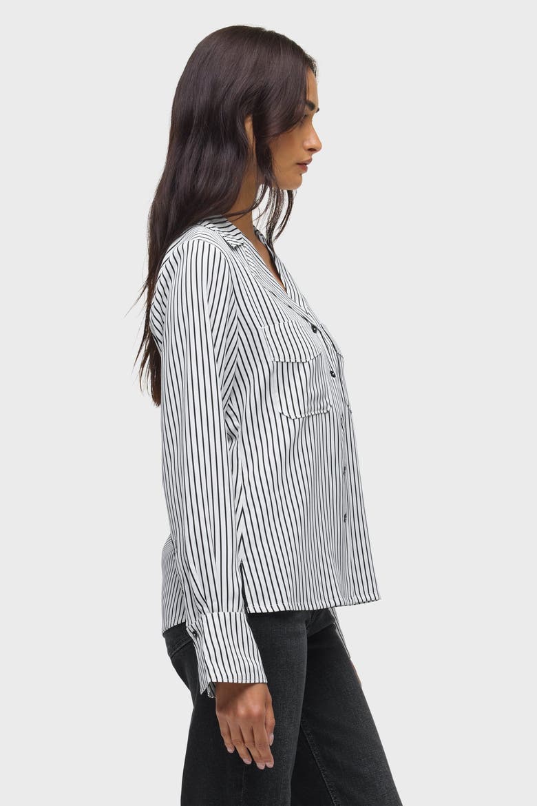 Long Sleeve Camp Shirt, Alternate, color, Black Bengal Strip