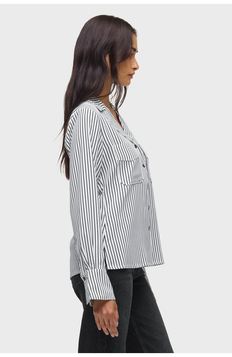 Hudson Jeans Long Sleeve Camp Shirt, Alternate, color, Black Bengal Strip