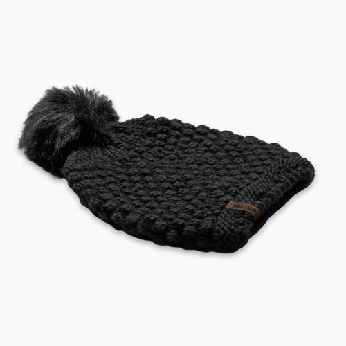 Turtle Fur Snowfall Pom Slouch Beanie In Black