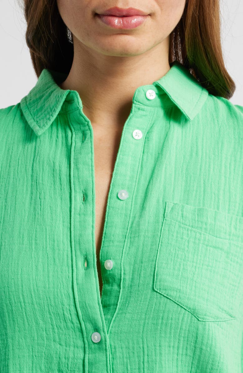 Caslon<sup>®</sup> Casual Gauze Button-Up Shirt, Alternate, color, Green Celtic