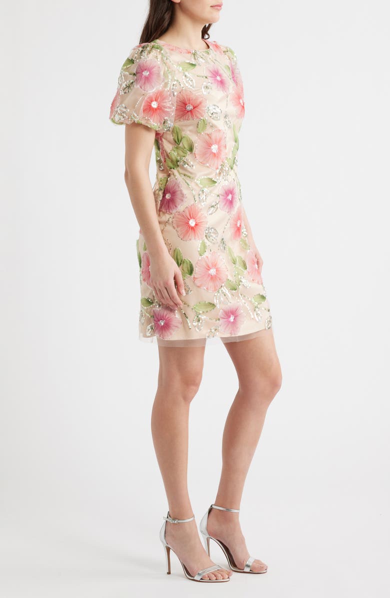 Eliza J Sequin Floral Shift Dress, Alternate, color, Purple Mul