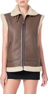 Endless Rose Faux Shearling Lined Faux Leather Vest