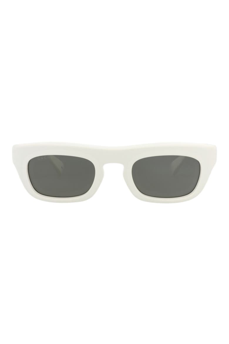 52mm Rectangular Sunglasses, Main, color, WHITE WHITE GREY