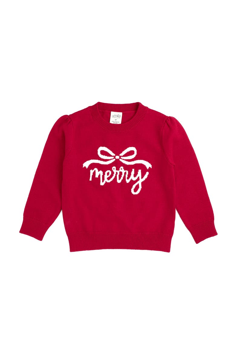 Merry Bow Christmas Sweater, Main, color, Red