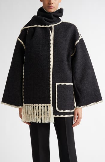 TOTEME Chain Stitch Wool Blend Scarf Jacket | Nordstrom