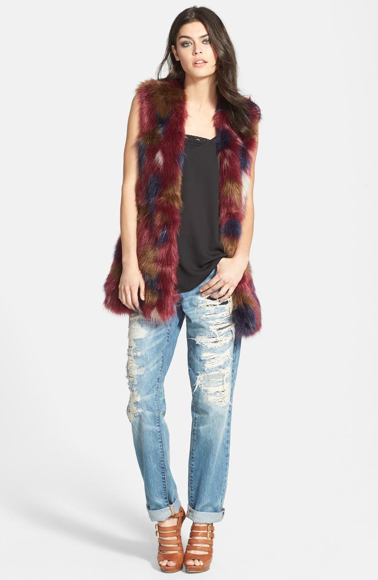 WAYF Faux Fur Long Vest, Alternate, color, 