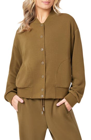 Scotch & Soda Jersey Bomber Jacket In Green