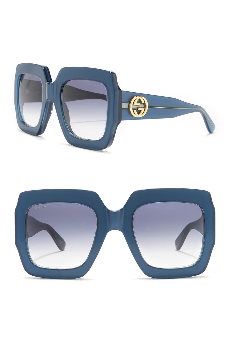 54mm Oversized Square Sunglasses, Main, color, DK BLUE
