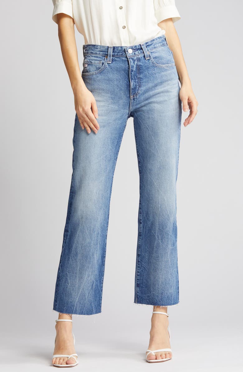 AG Kinsley High Waist Raw Hem Ankle Flare Jeans, Alternate, color, Superstition