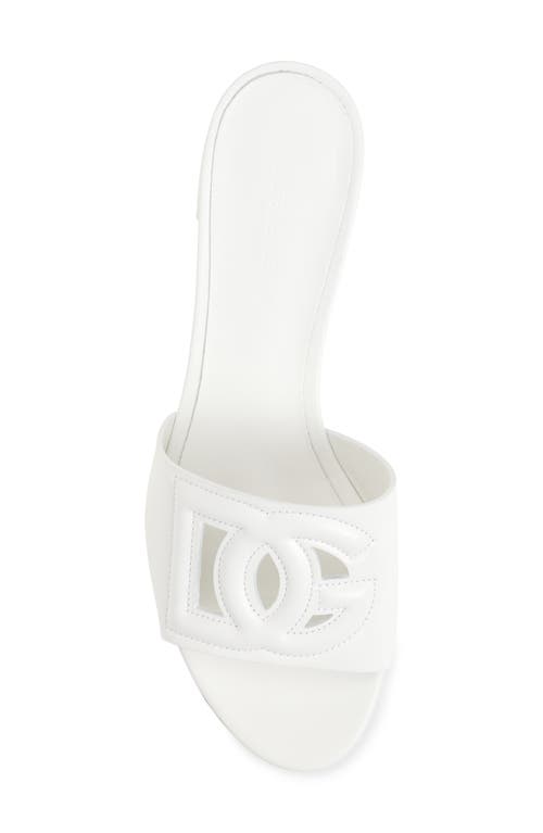 Dolce & Gabbana White Mules With Low Heel And Dg Millennials Detail In Smooth Leather Woman In 80001 Bianco
