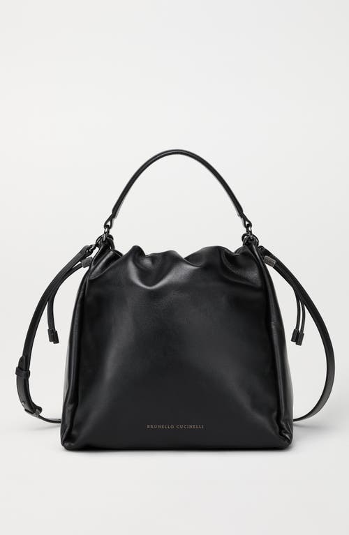Brunello Cucinelli Soft Leather Mellow Bucket Bag In Black