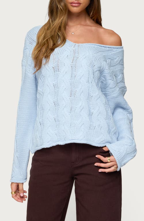 Edikted Inga Oversize Cable Knit Sweater In Blue