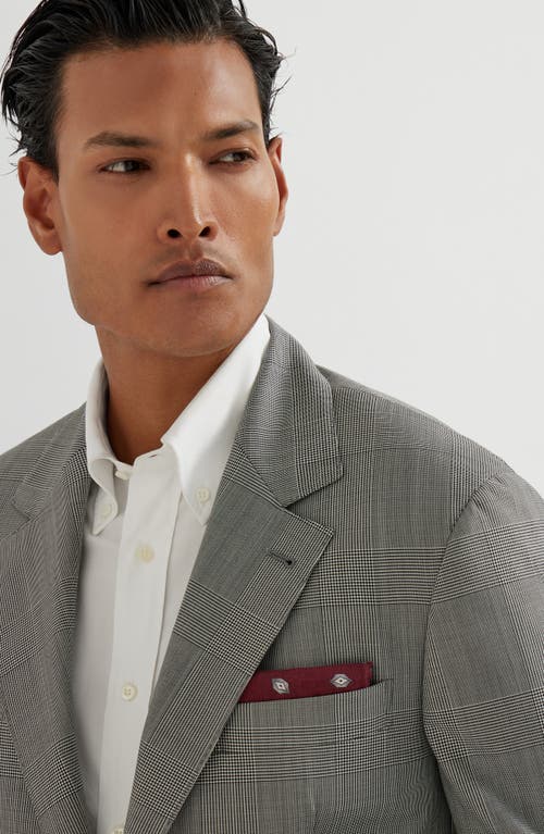 Brunello Cucinelli Check-print Virgin-wool Blazer In Gray