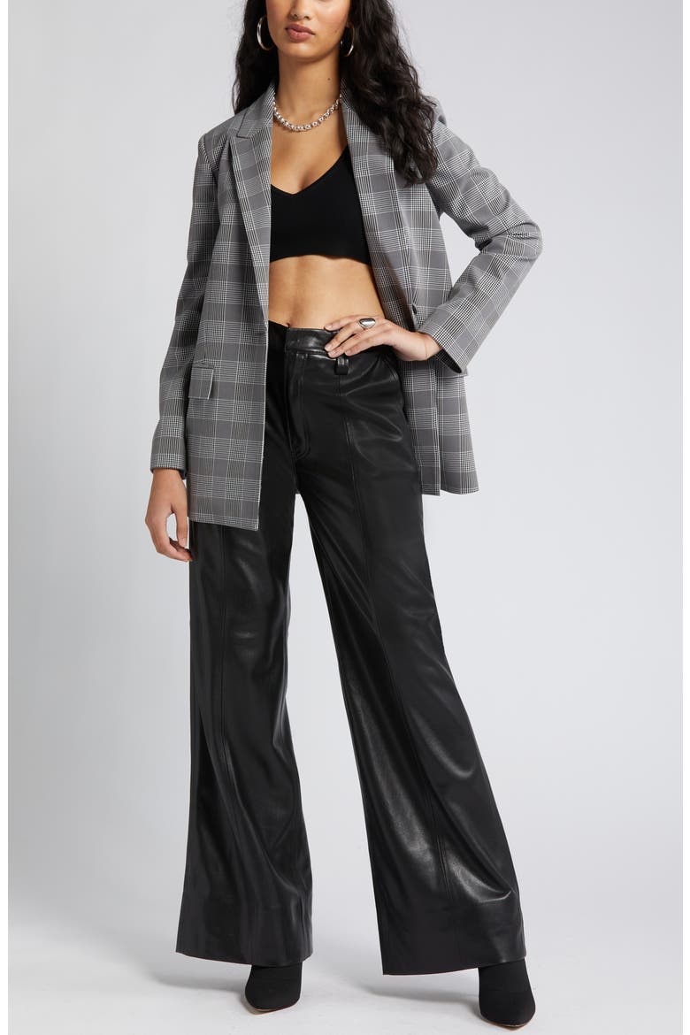 Plaid Bracelet Sleeve Blazer, Alternate, color, GREY SOLY PLAID