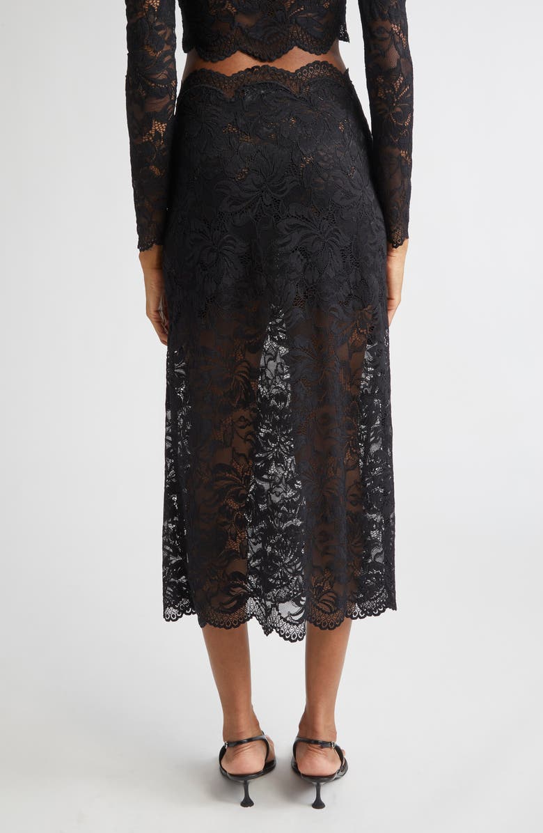 Rabanne Stretch Lace Midi Skirt, Alternate, color, Black