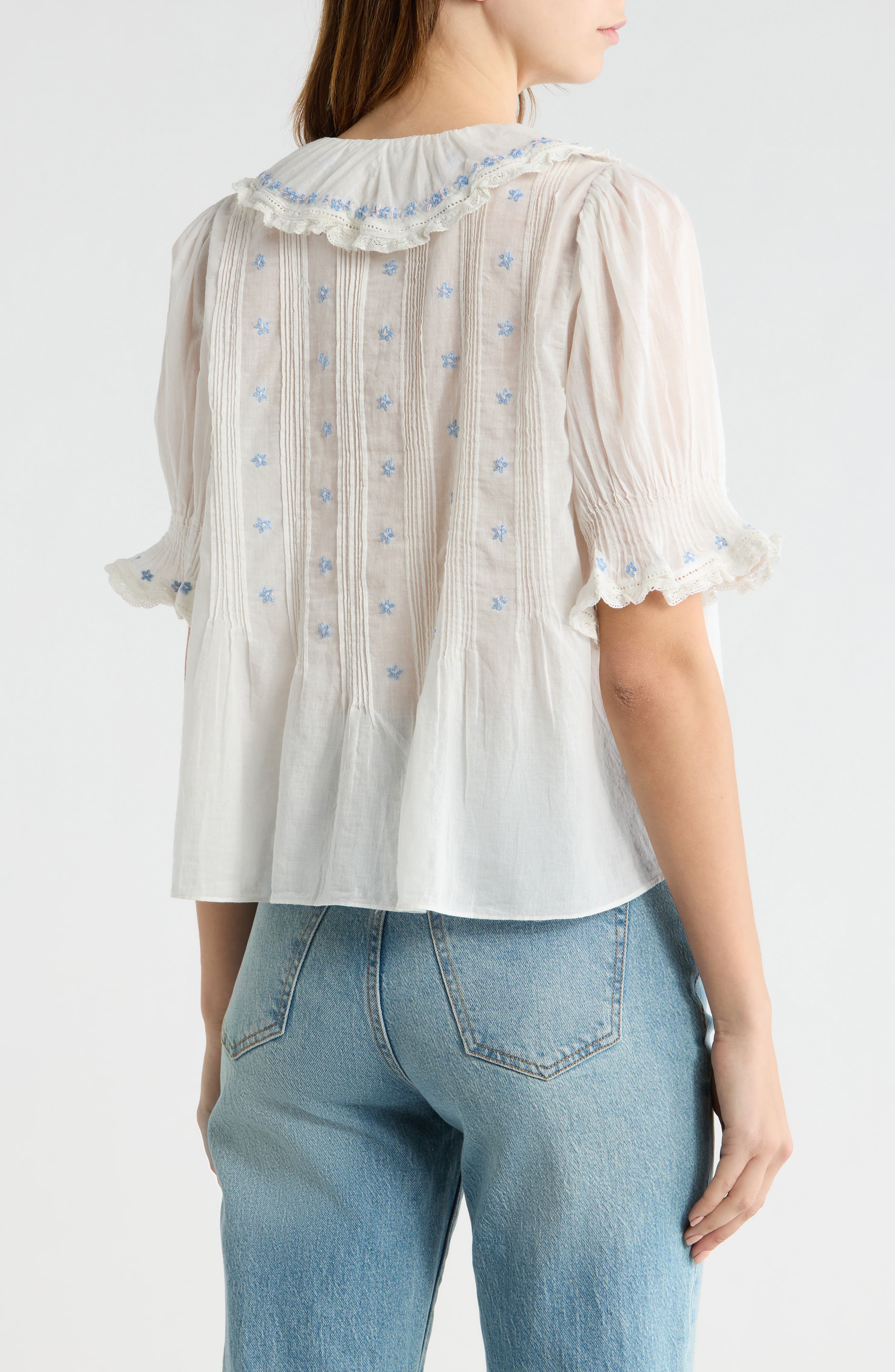 Hettie Embroidered Ruffle Organic Cotton Top - image 4