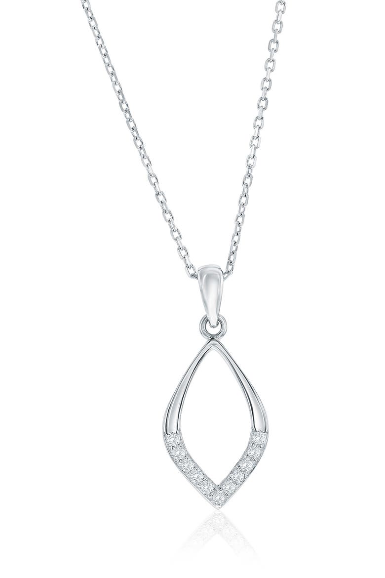 Cubic Zirconia Marquise Stud Earrings & Pendant Necklace Set, Alternate, color, SILVER